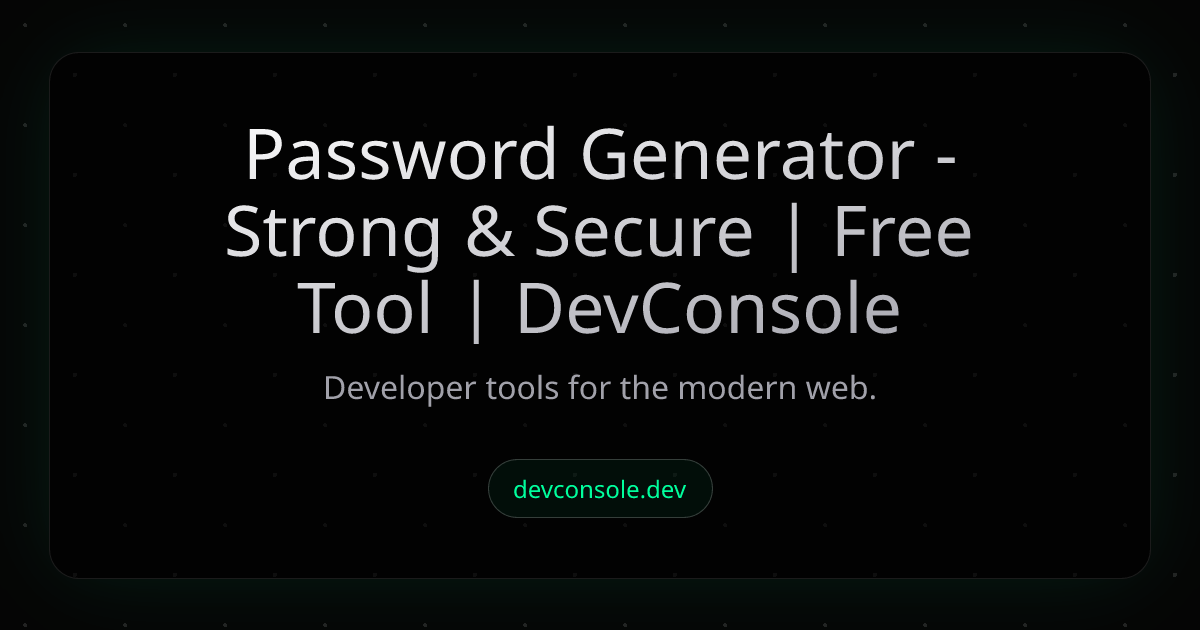 Password Generator - Strong & Secure | Free Tool | DevConsole