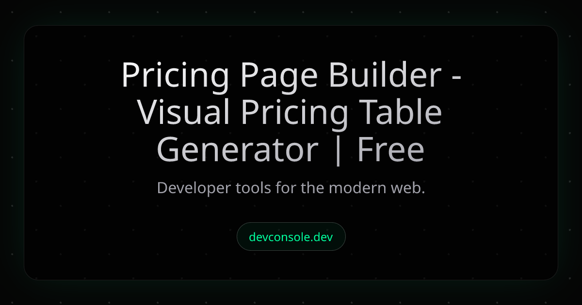 Pricing Page Builder - Visual Pricing Table Generator | Free